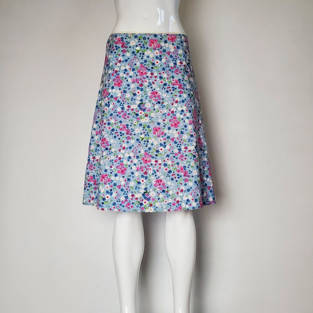 Vintage Y2k Von Mozart Blue Floral Skirt View 2